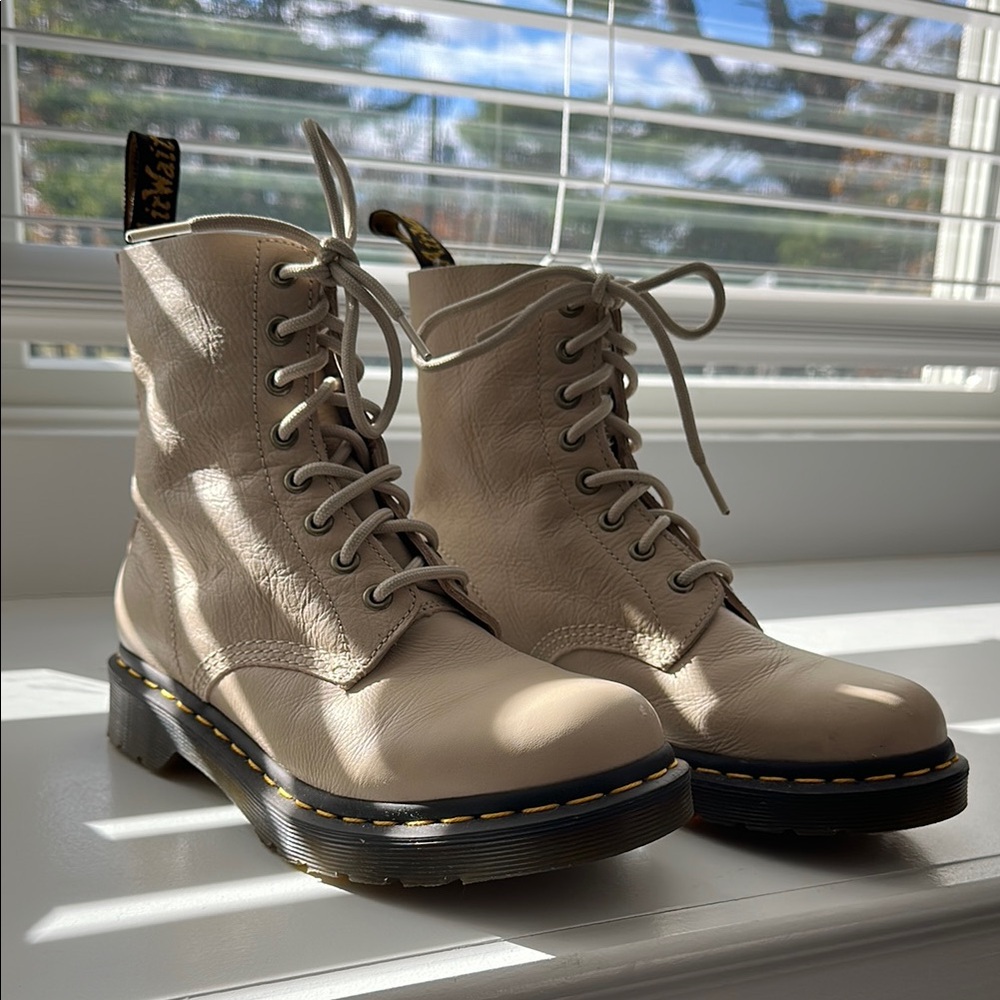 Dr. Martens Women's Cream Leather Boots